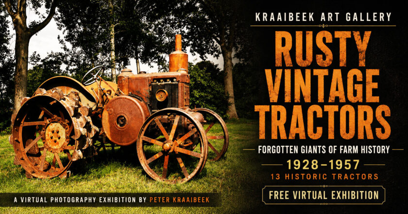 poster of virtual fine art exhibition of rusty vintage tractors fine-art-photography-peter-kraaibeek-art-gallery