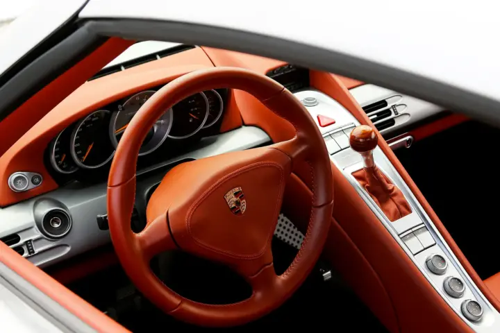 Porsche Carrera GT Cognac Leather Interior — fine art photography by Peter Kraaibeek, Kraaibeek Art Gallery